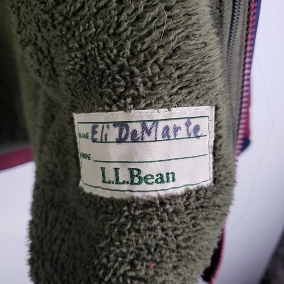 LL Bean Kids Fleece Lined 3 in 1 Jacket Boys L 14-16 Maroon Navy Parka Winter‎ - Picture 10 of 13